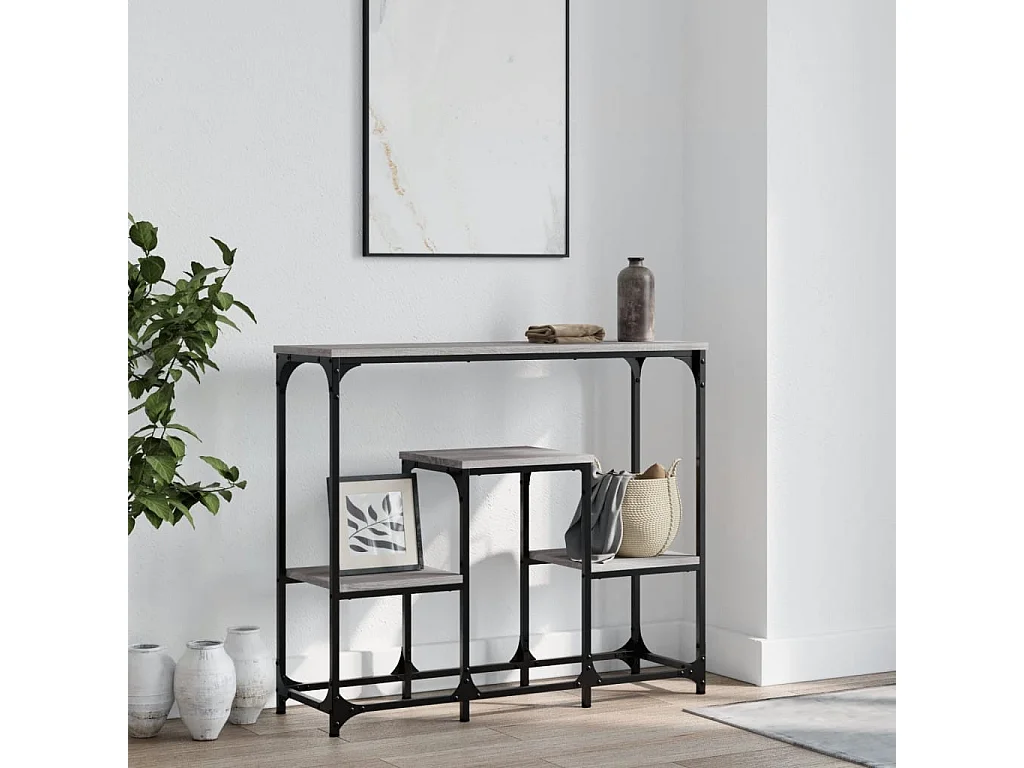 Mesa consola madera de ingeniería gris Sonoma 89,5x28x76 cm