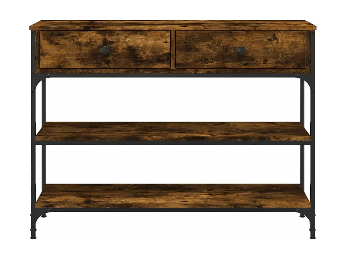 Table console chêne fumé 100x25x75 cm bois d'ingénierie