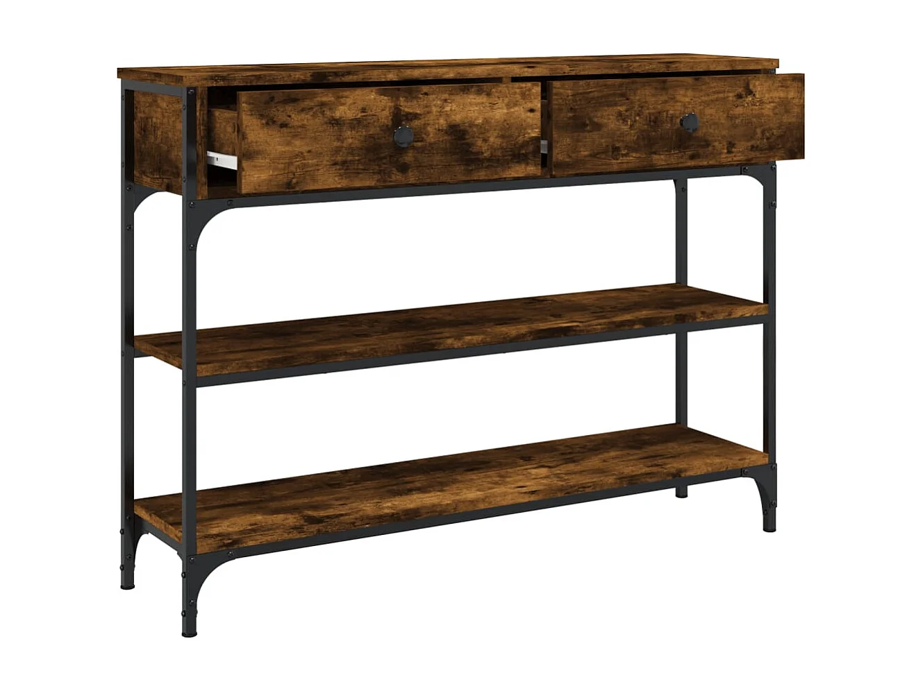 Tavolino Consolle Rovere Fumo 100x25x75 cm Legno Multistrato
