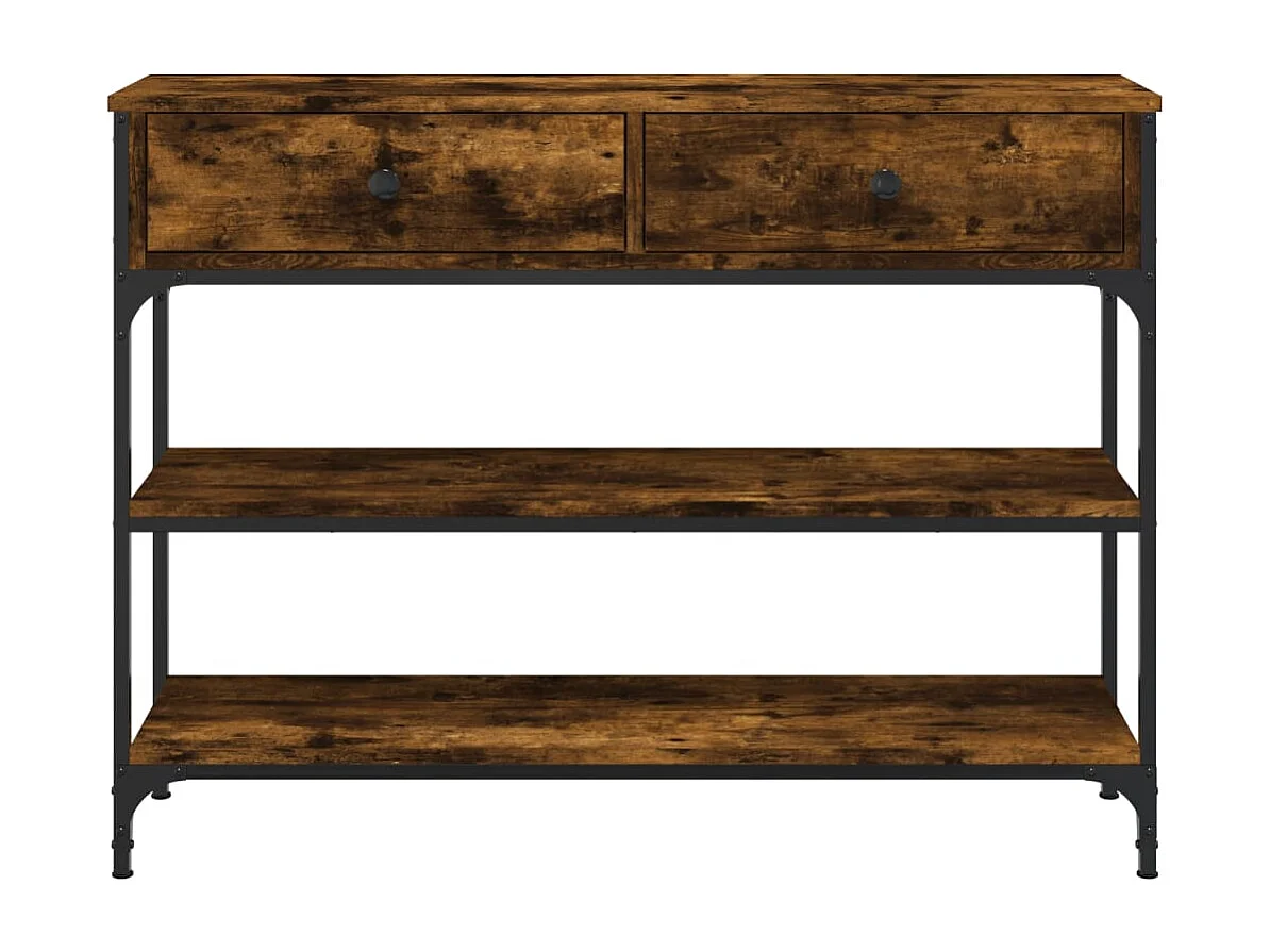 Tavolino Consolle Rovere Fumo 100x25x75 cm Legno Multistrato