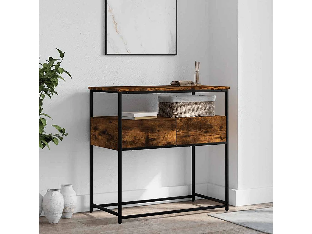 Wandtafel 75x40x75 cm bewerkt hout gerookt eikenkleurig