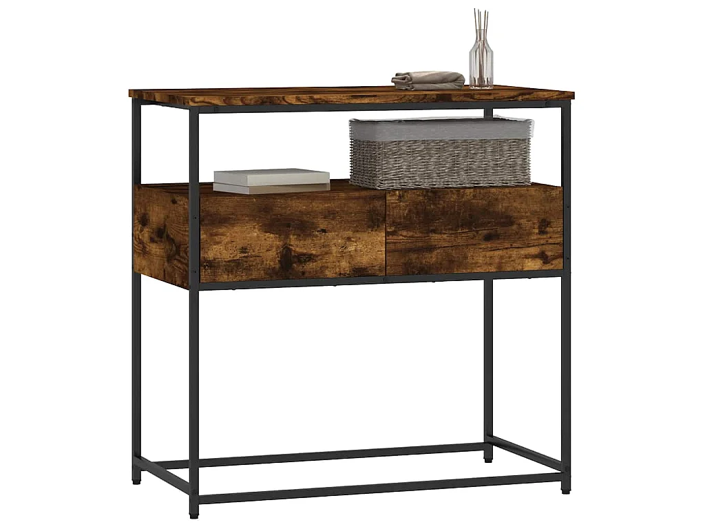 Table console chêne fumé 75x40x75 cm bois d'ingénierie