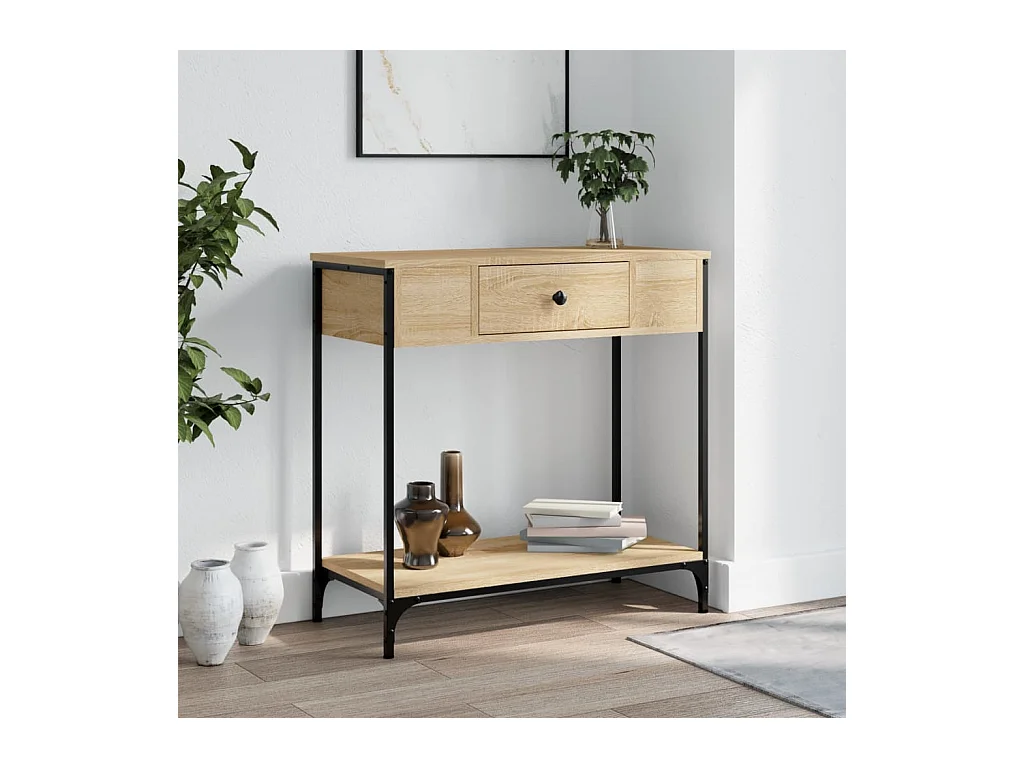 Table console chêne sonoma 75x34,5x75 cm bois d'ingénierie