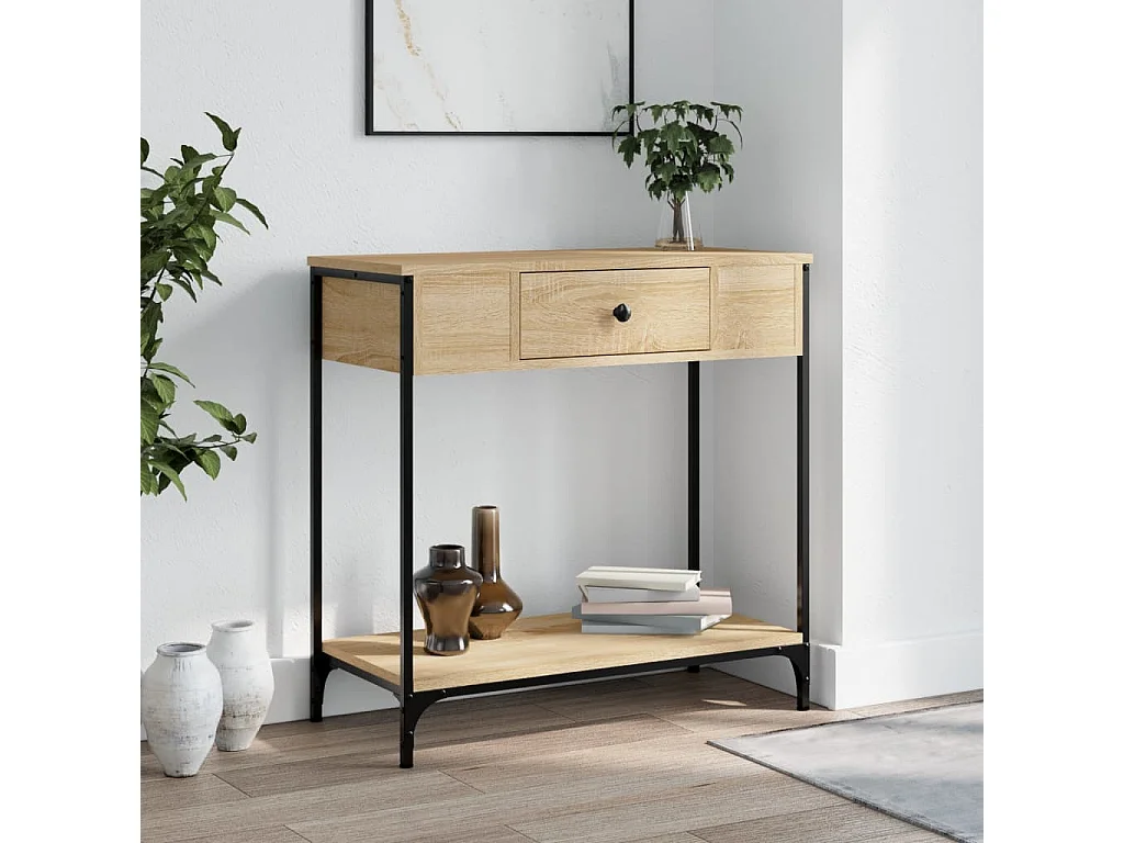 Table console chêne sonoma 75x34,5x75 cm bois d'ingénierie