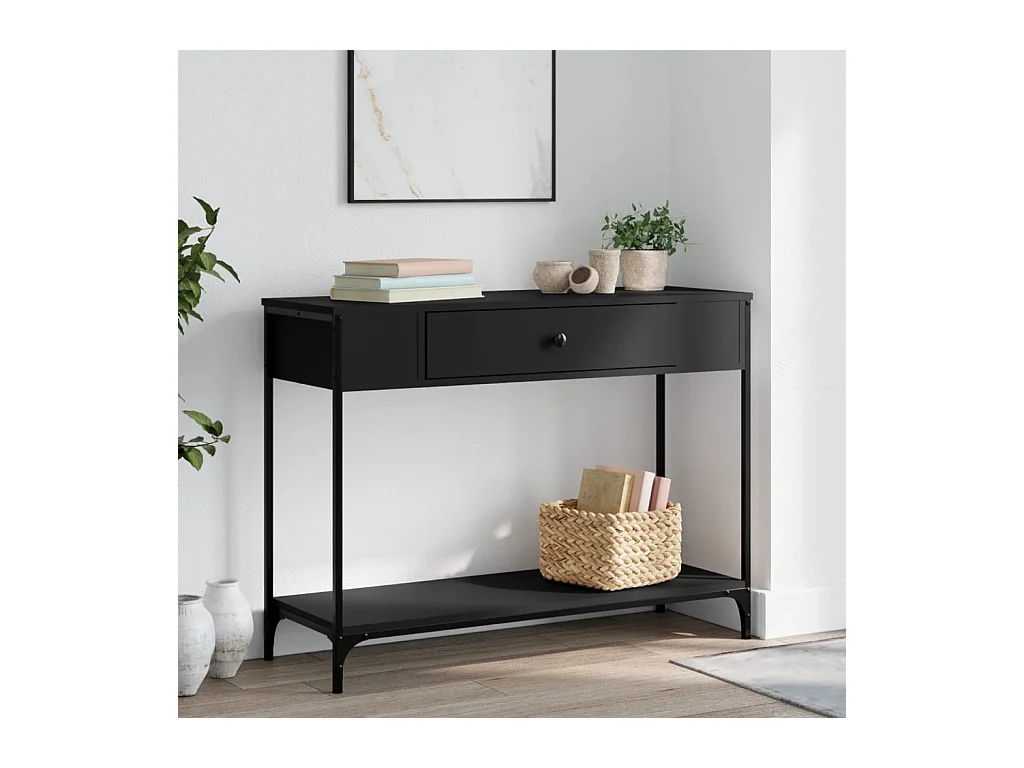 Table console noir 100x34,5x75 cm bois d'ingénierie