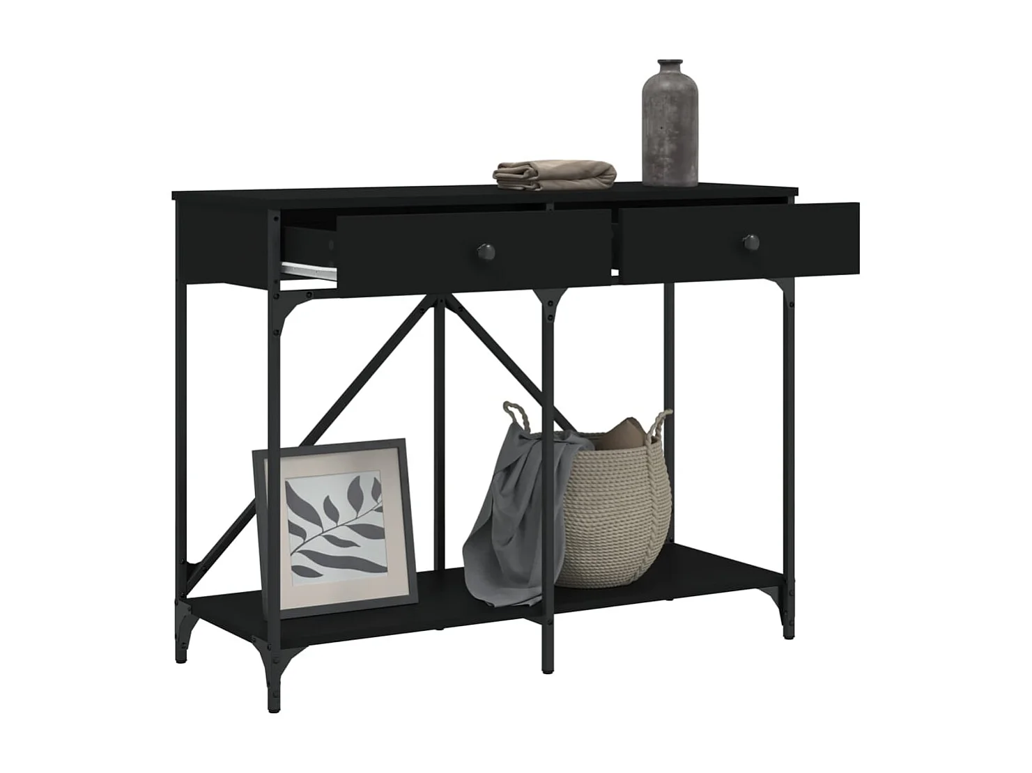 Table console noir 100x39x78,5 cm bois d'ingénierie