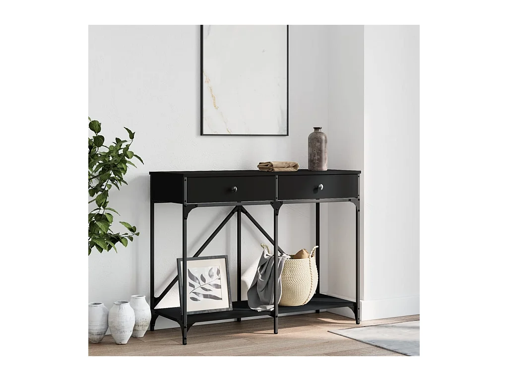 Table console noir 100x39x78,5 cm bois d'ingénierie