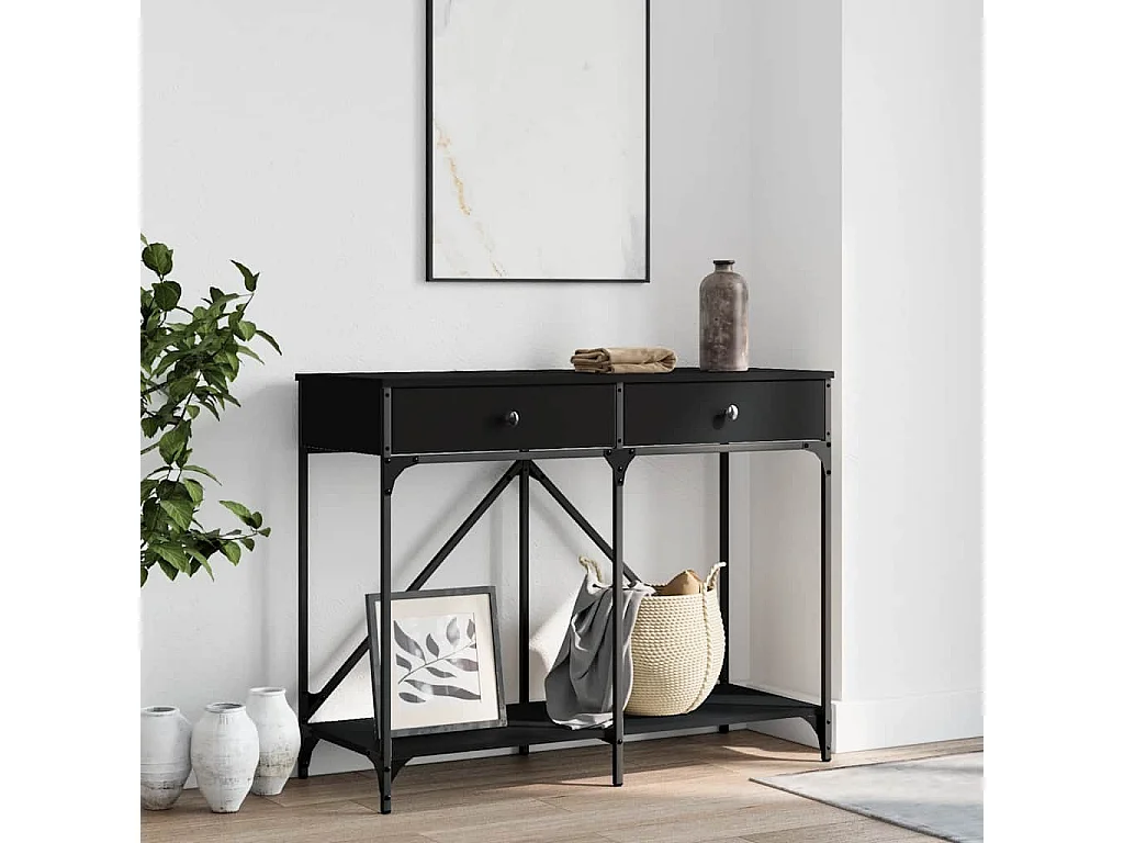 Tavolino Consolle Nero 100x39x78,5 cm in Legno Multistrato