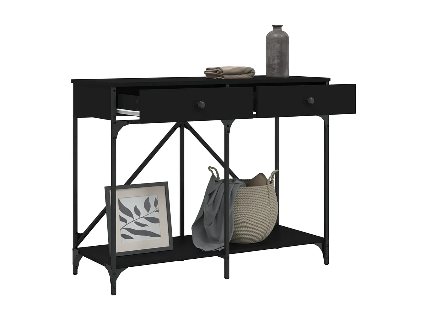 Tavolino Consolle Nero 100x39x78,5 cm in Legno Multistrato