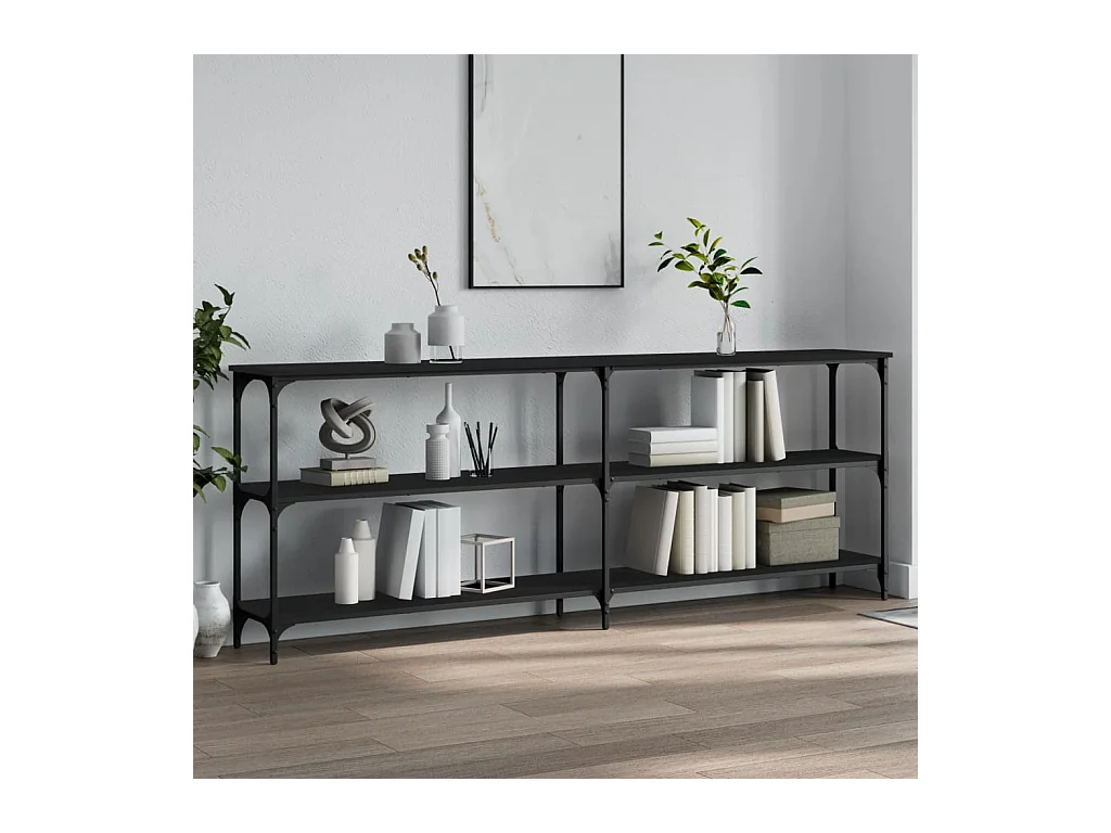 Table console noir 200x29x75 cm bois d'ingénierie