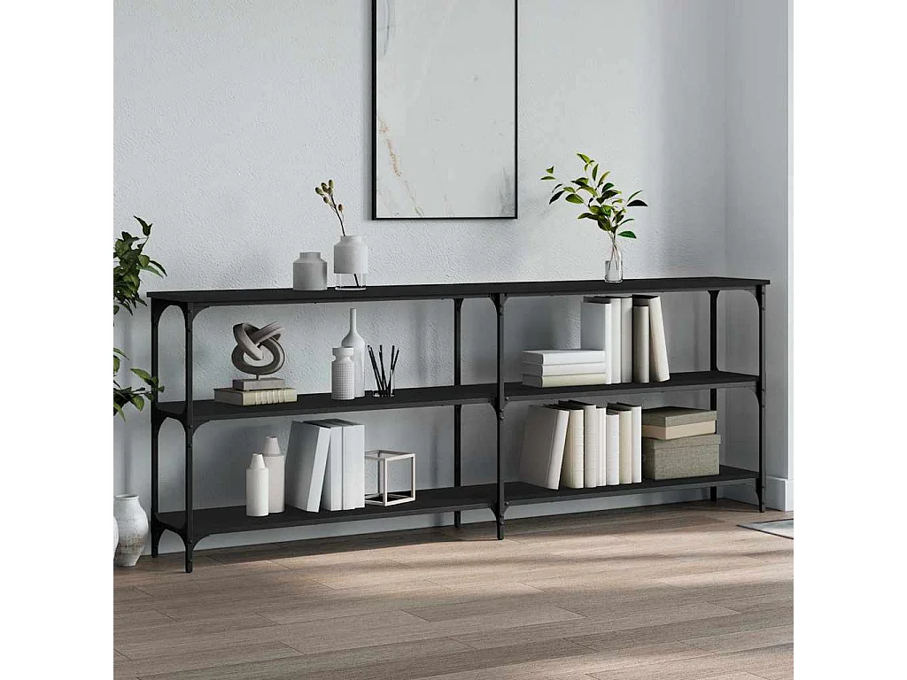 Table console noir 200x29x75 cm bois d'ingénierie