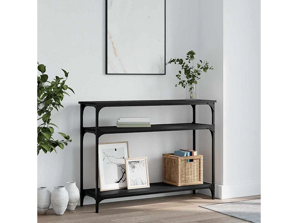 Table console noir 100x29x75 cm bois d'ingénierie