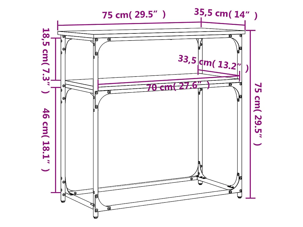 Konsolentisch Sonoma-Eiche 75x35,5x75 cm Holzwerkstoff