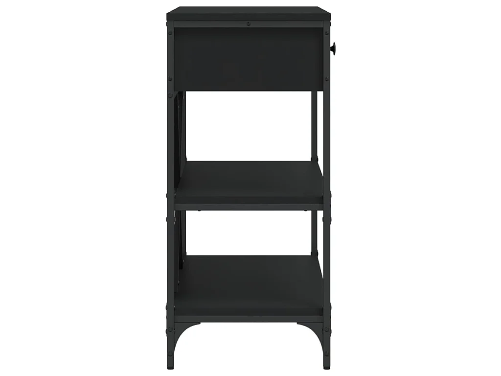 Table console avec tiroirs et étagères noir bois d'ingénierie