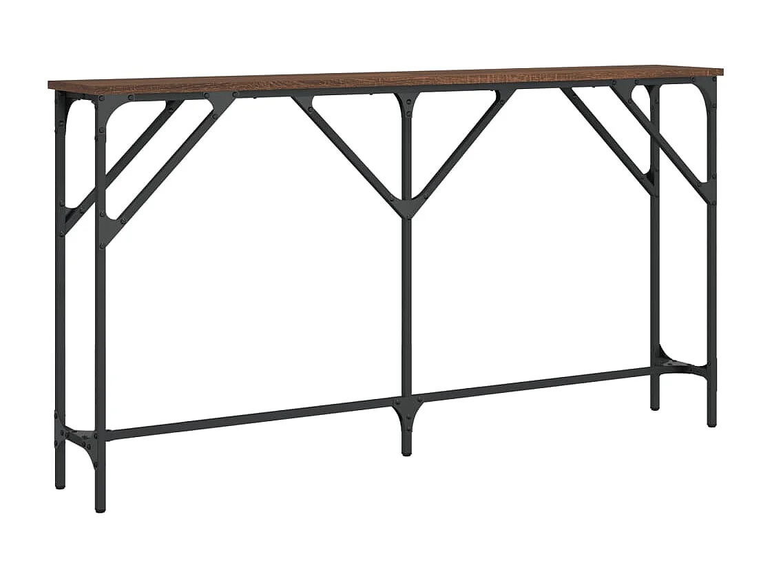 Table console chêne marron 140x23x75 cm bois d'ingénierie