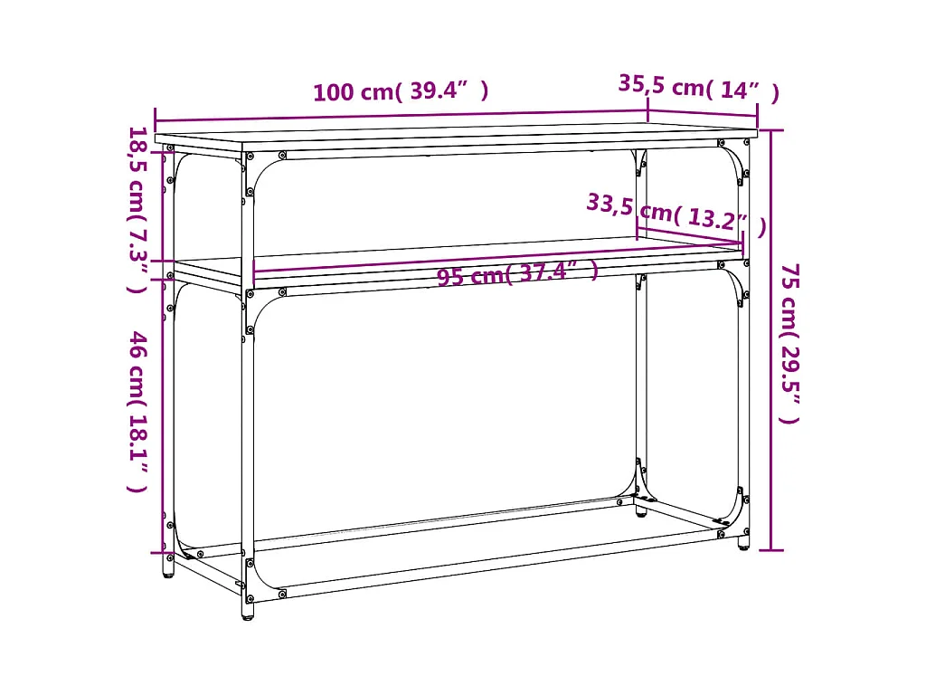 Konsolentisch Braun Eichen-Optik 100x35,5x75 cm Holzwerkstoff