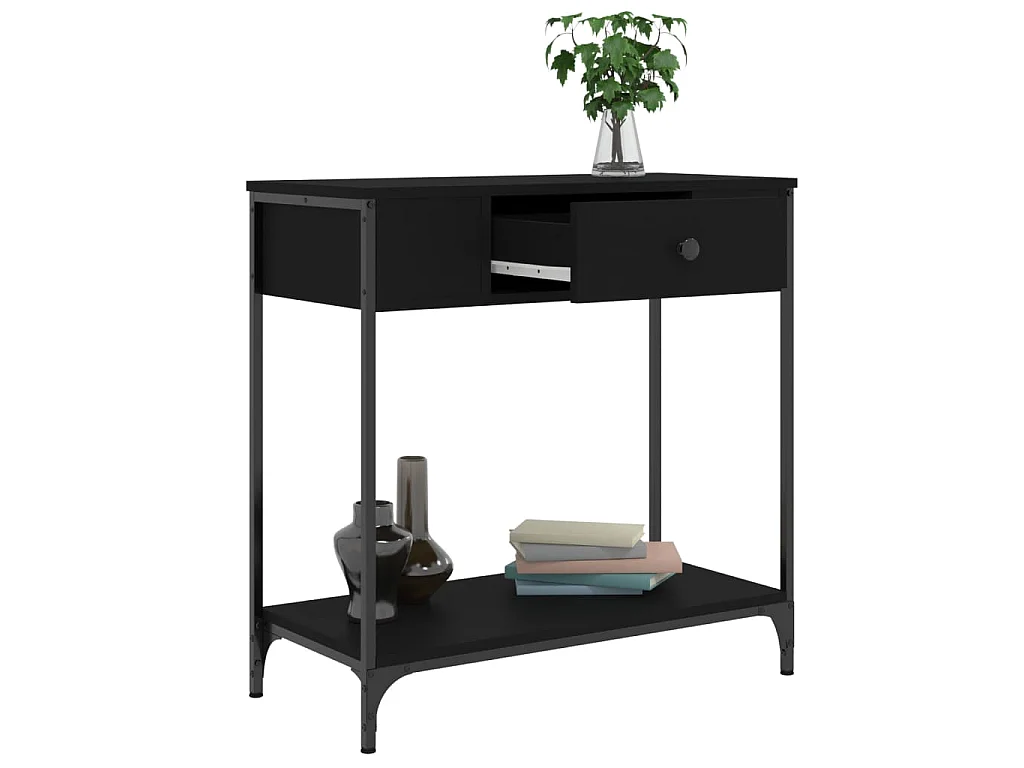 Table console noir 75x34,5x75 cm bois d'ingénierie
