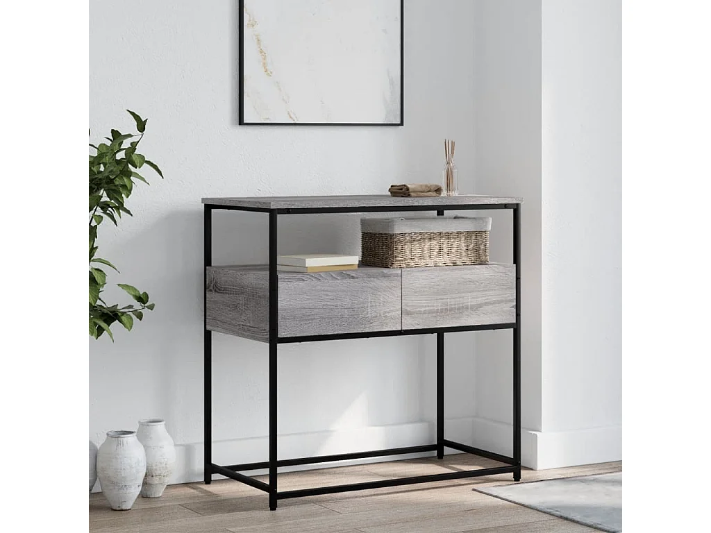 Mesa consola madera de ingeniería gris Sonoma 75x40x75 cm