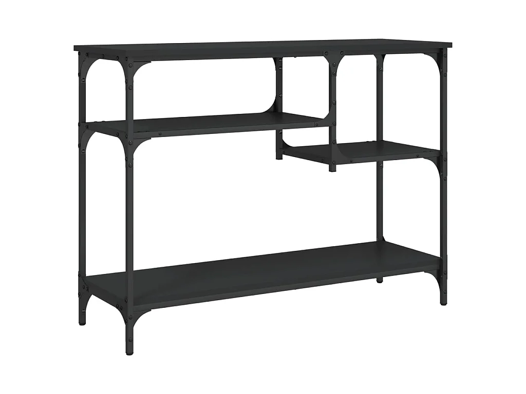 Table console avec étagères noir 100x35x75 cm
