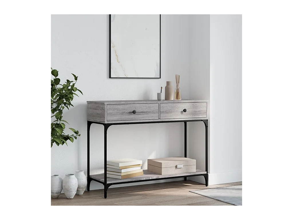 Table console sonoma gris 100x34,5x75 cm bois d'ingénierie
