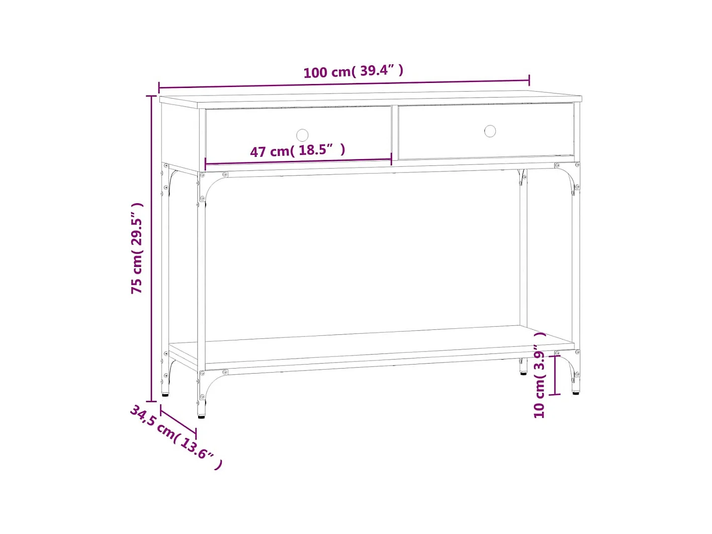 Konsolentisch Grau Sonoma 100x34,5x75 cm Holzwerkstoff