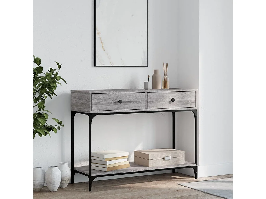 Tavolino Consolle Grigio Sonoma 100x34,5x75cm Legno Multistrato