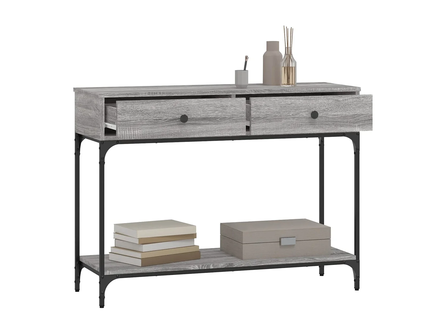 Tavolino Consolle Grigio Sonoma 100x34,5x75cm Legno Multistrato