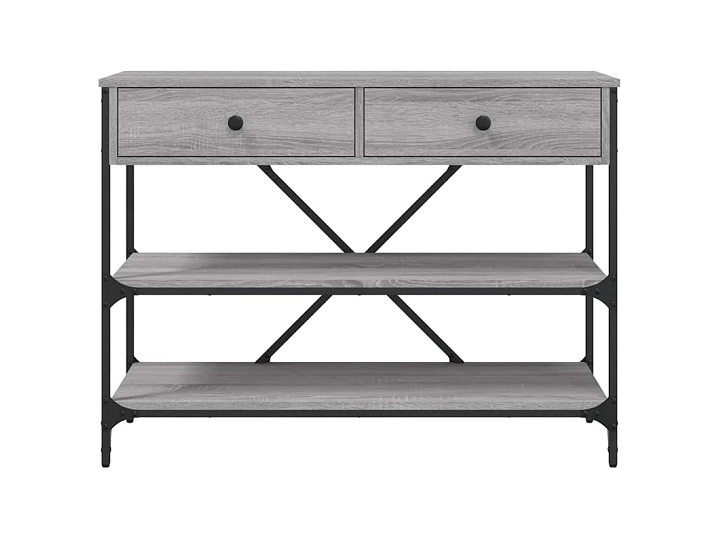 Wandtafel met lades en schappen bewerkt hout grijs sonoma eiken