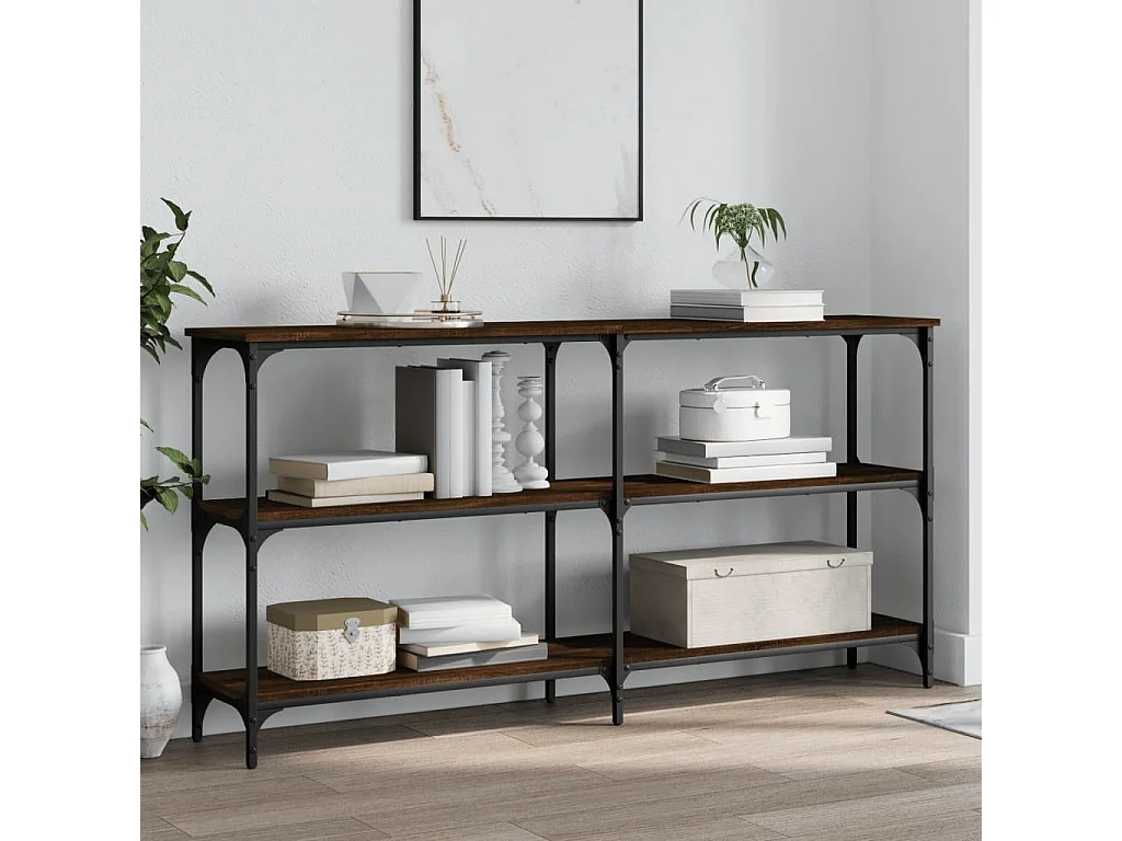 Mesa consola 150x29x75 cm derivados madeira carvalho castanho