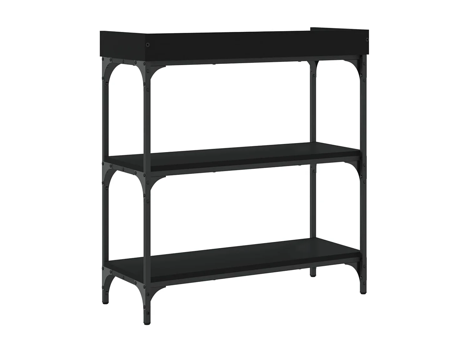 Table console avec étagères noir 75x30x80 cm