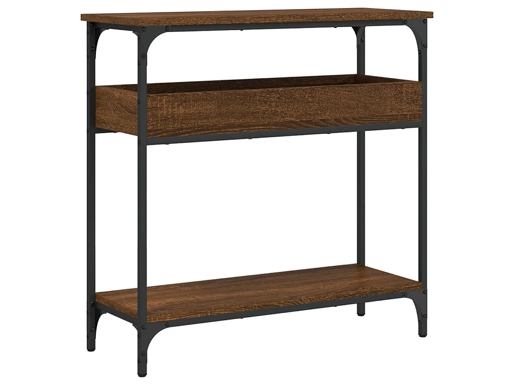 Wandtafel met schap 75x29x75 cm bewerkt hout bruin eikenkleur