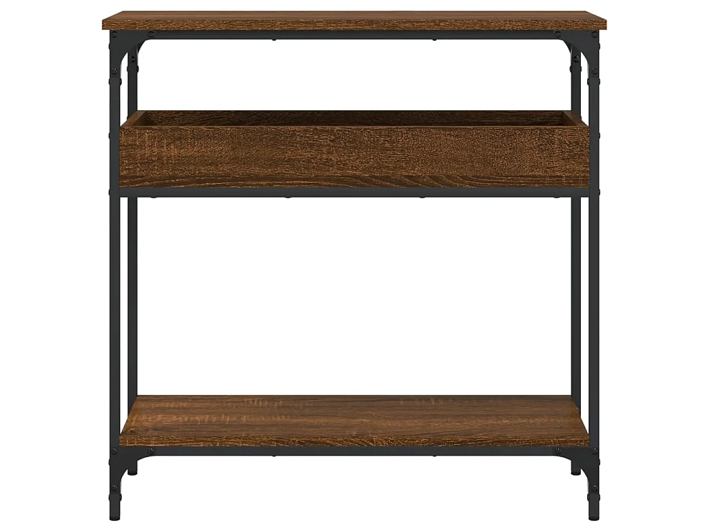 Wandtafel met schap 75x29x75 cm bewerkt hout bruin eikenkleur