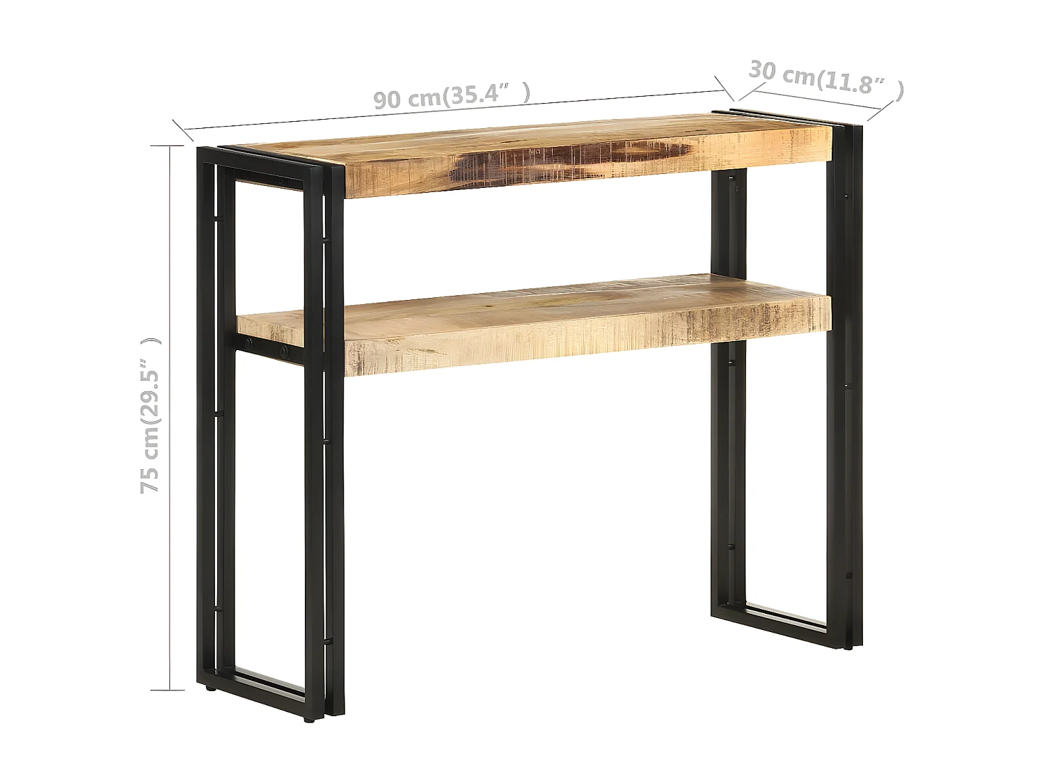 Wandtafel 90x30x75 cm ruw mangohout