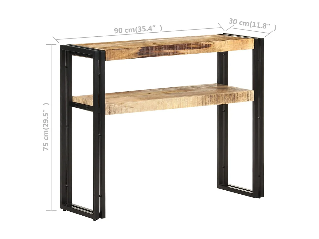 Table console 90x30x75 cm Bois de manguier brut