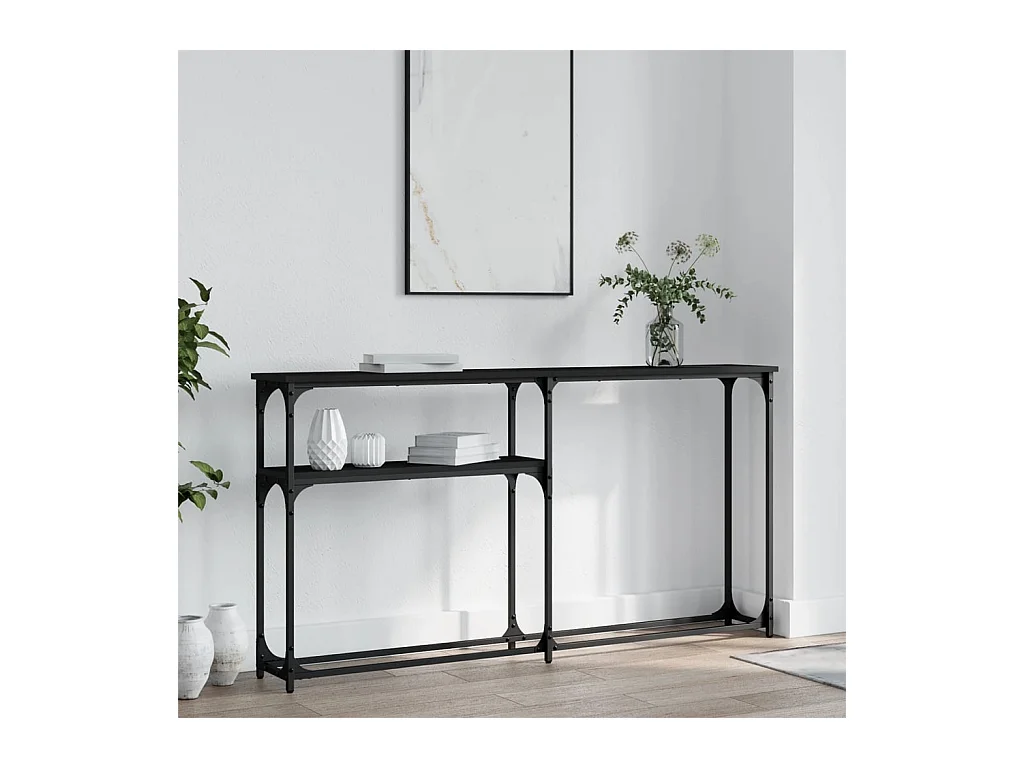 Wandtafel 145x22,5x75 cm bewerkt hout zwart