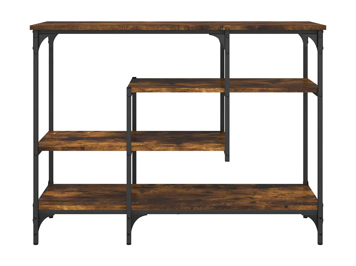 Table console avec étagères chêne fumé 100x35x75 cm