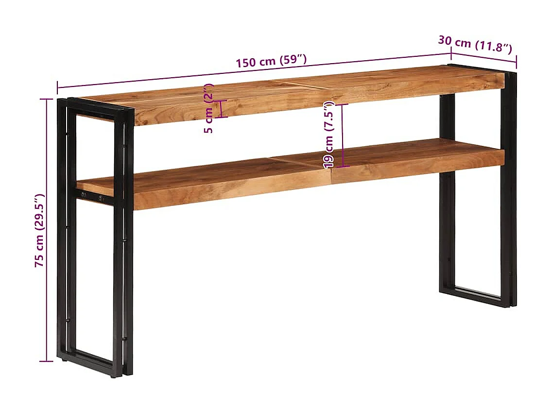Table console 150x30x75 cm Bois d'acacia solide