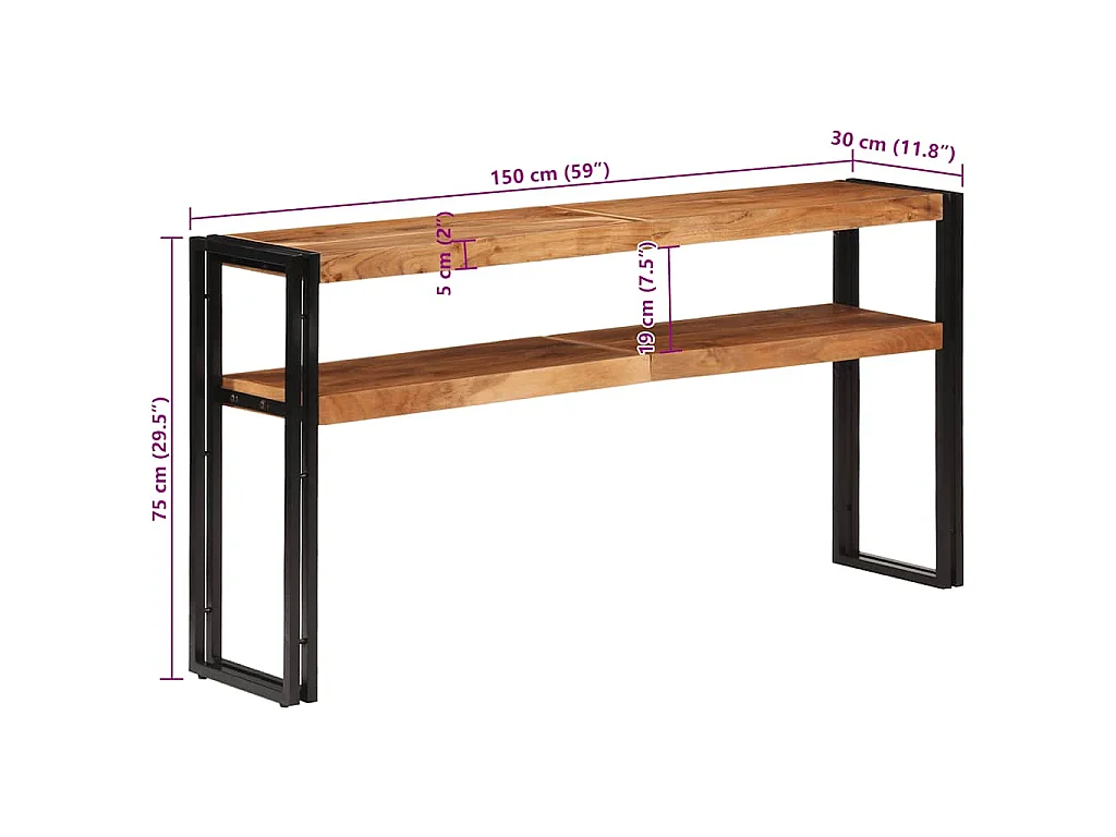 Konsolentisch 150x30x75 cm Akazie Massivholz
