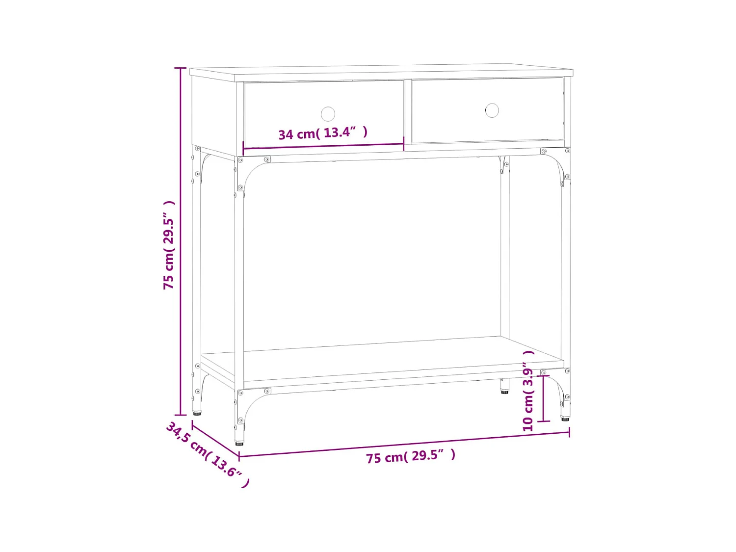Tavolino Consolle Rovere Sonoma 75x34,5x75cm Legno Multistrato