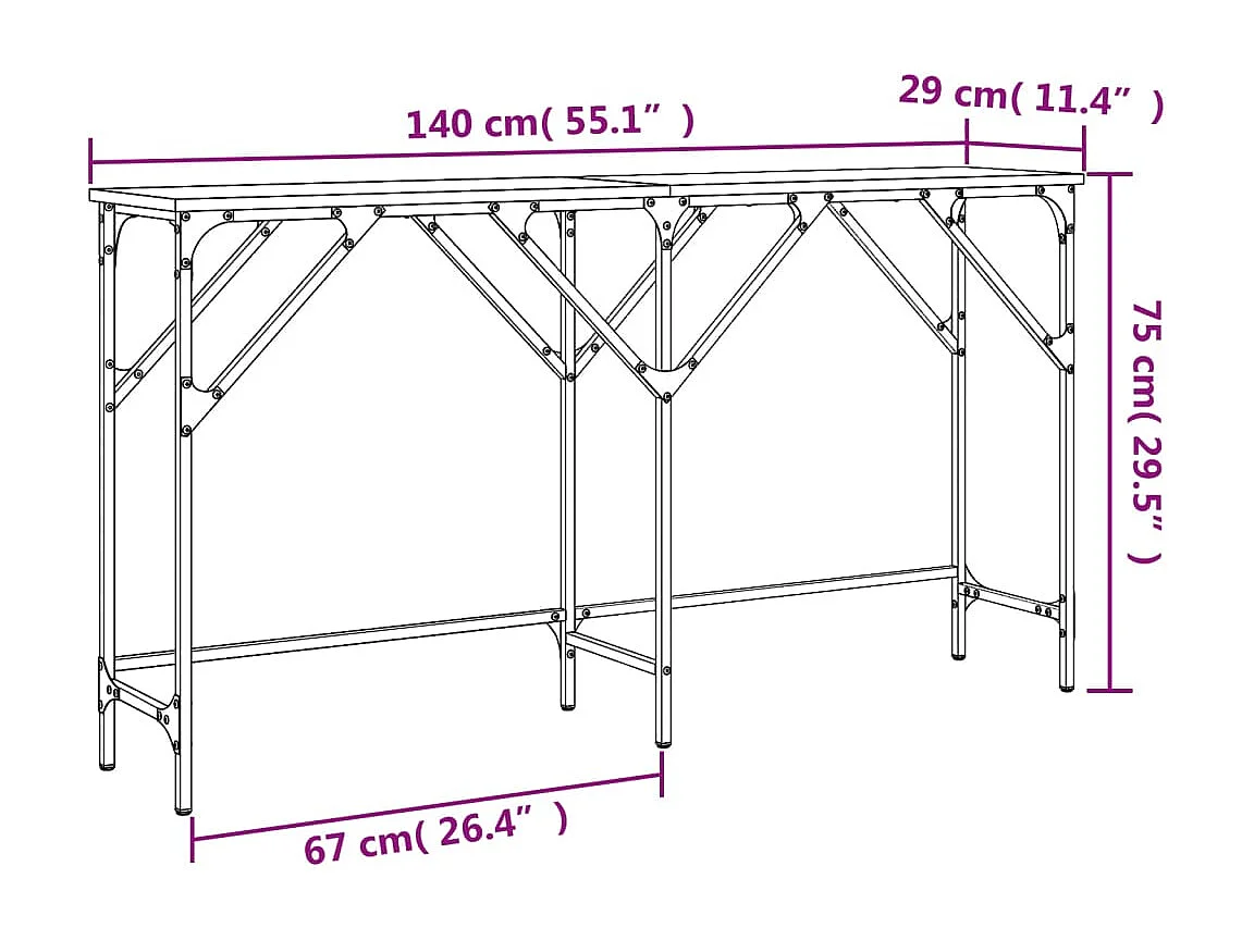 Konsolentisch Schwarz 140x29x75 cm Holzwerkstoff