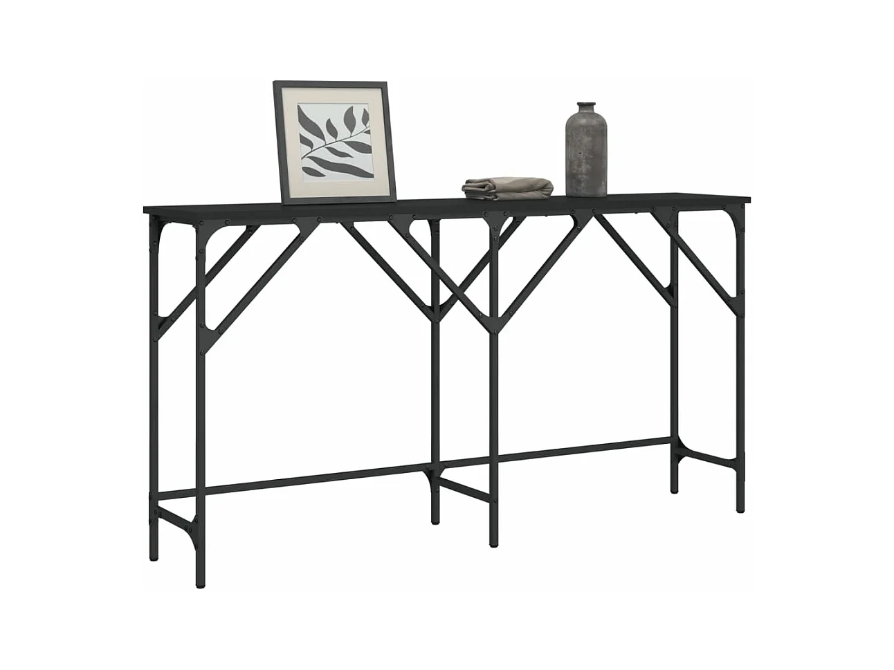 Table console noir 140x29x75 cm bois d'ingénierie