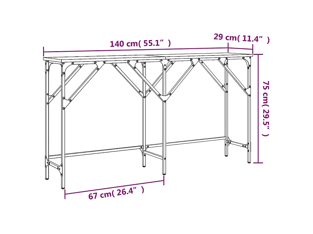 Konsolentisch Schwarz 140x29x75 cm Holzwerkstoff