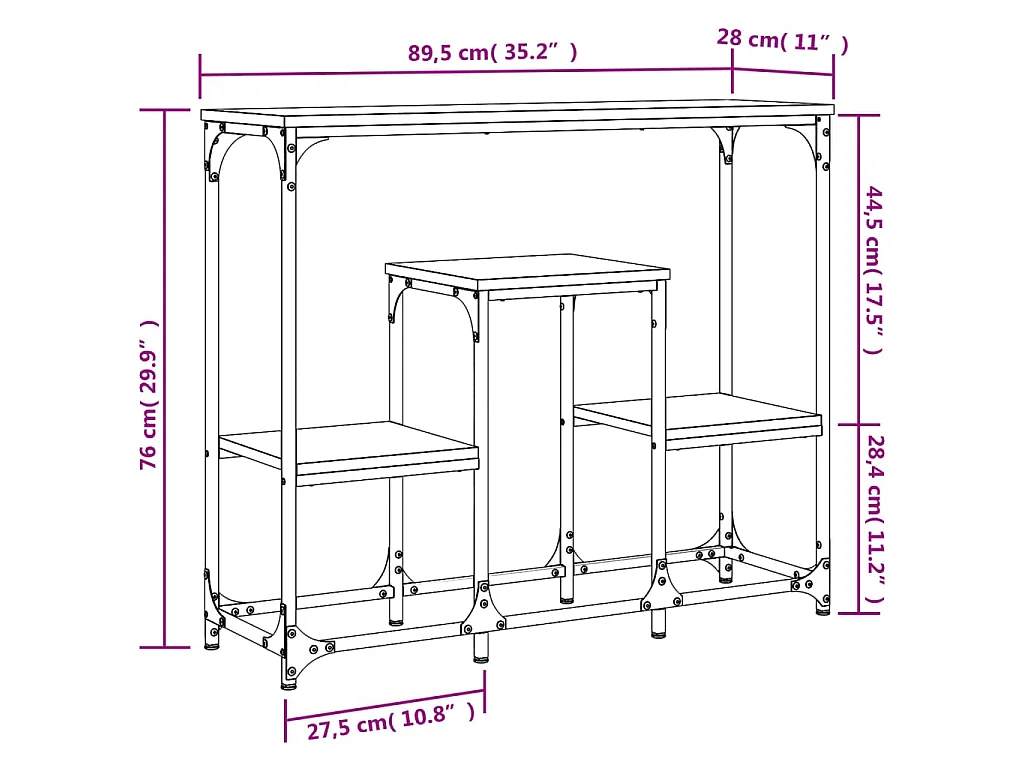 Wandtafel 89,5x28x76 cm bewerkt hout gerookt eikenkleurig