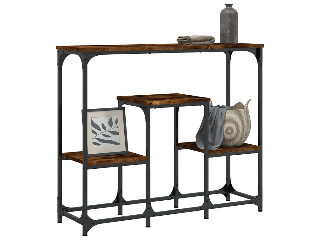 Table console chêne fumé 89,5x28x76 cm bois d'ingénierie