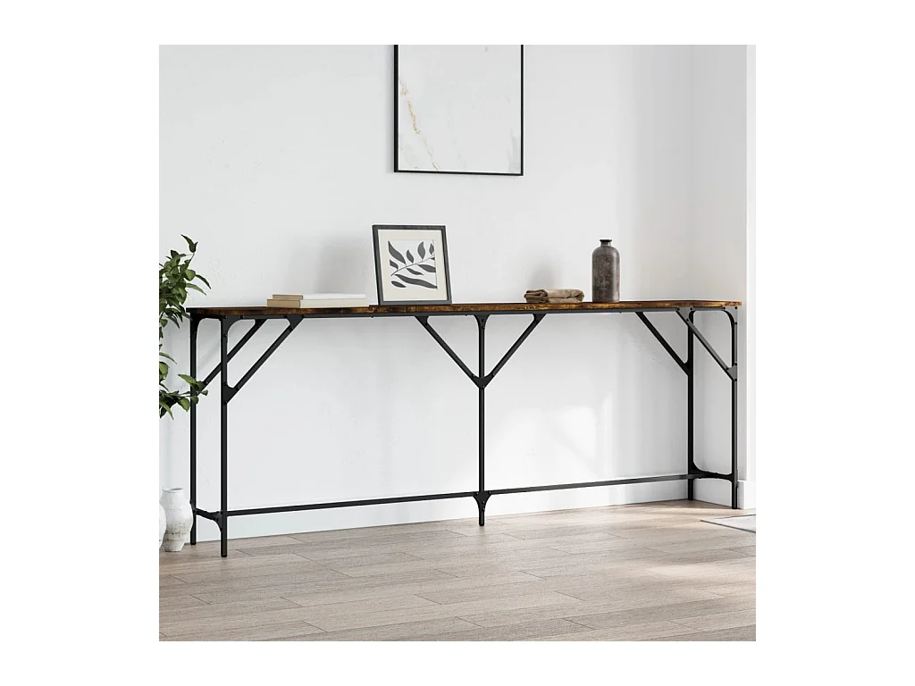 Table console chêne fumé 200x29x75 cm bois d'ingénierie