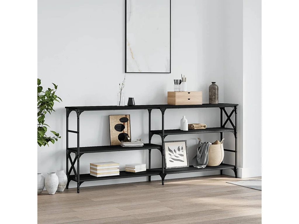 Wandtafel 180x29x76,5 cm bewerkt hout zwart