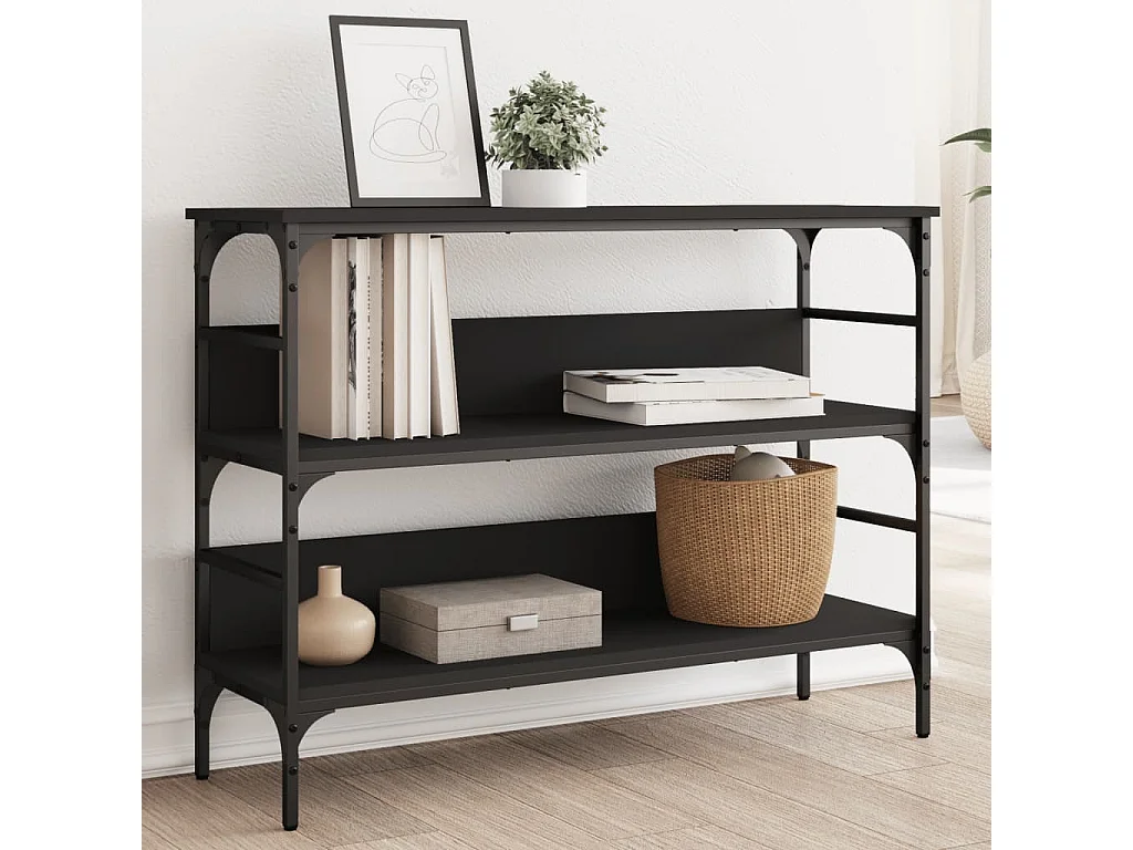Mesa consola madera de ingeniería negro 100x32x75 cm