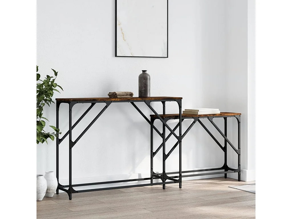 Tables console gigognes 2 pcs chêne fumé bois d'ingénierie