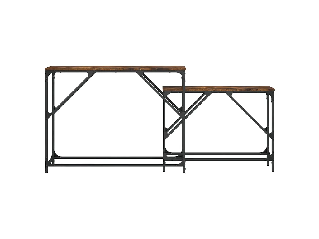 Tavoli Consolle Impilabili 2pz Rovere Fumo Legno Multistrato