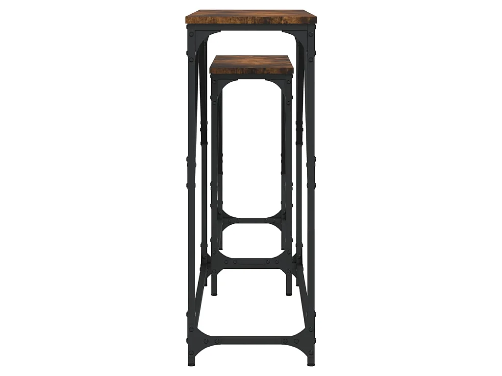 Tavoli Consolle Impilabili 2pz Rovere Fumo Legno Multistrato